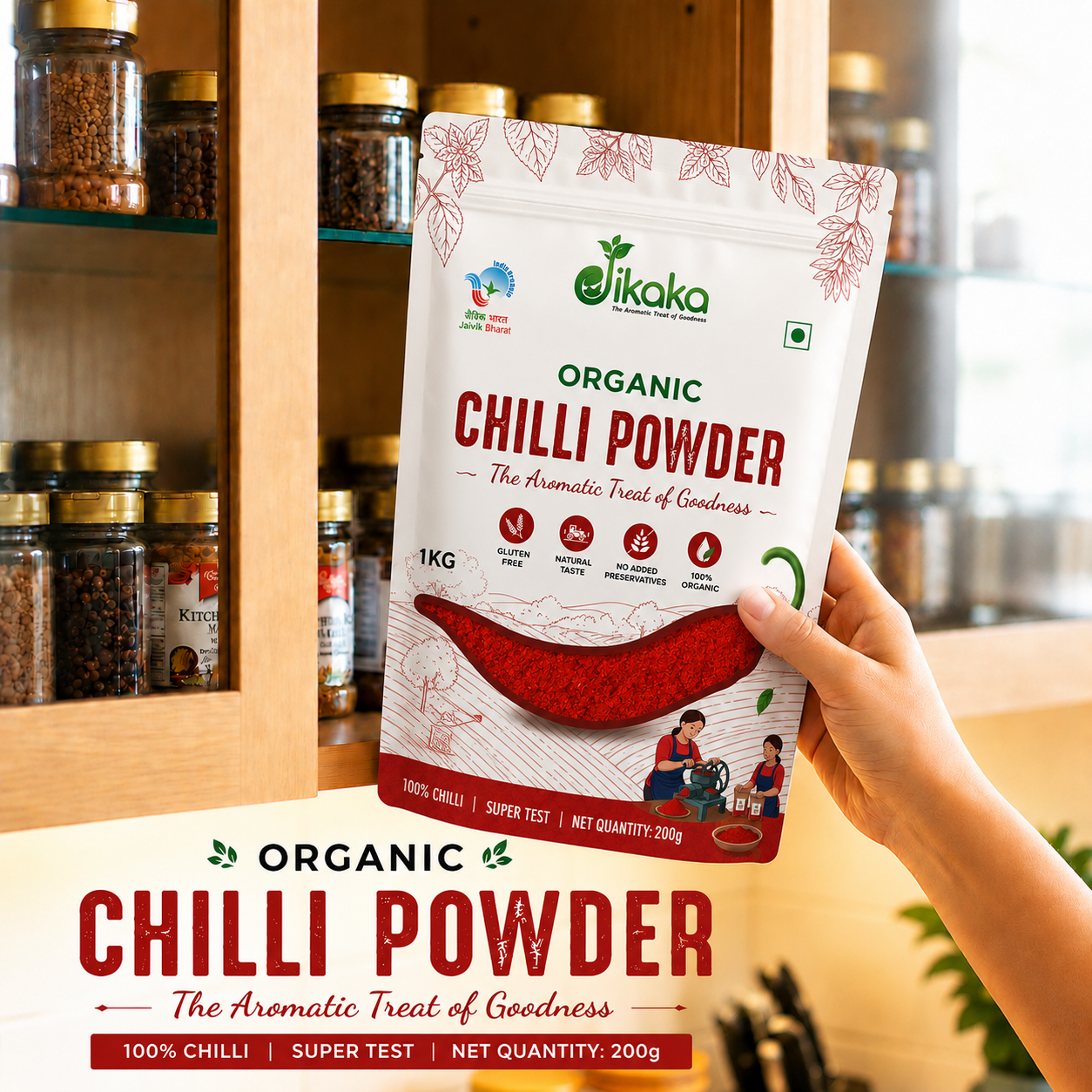 Jikaka Organic Chilli Powder 200 gm
