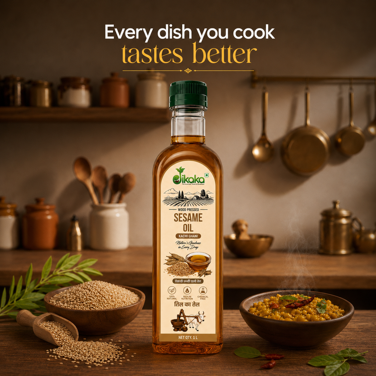 Jikaka Organic Cold Pressed Sesame Oil 1 L.