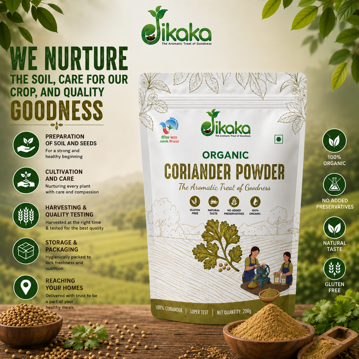 Jikaka Organic Coriander Powder 200 gm