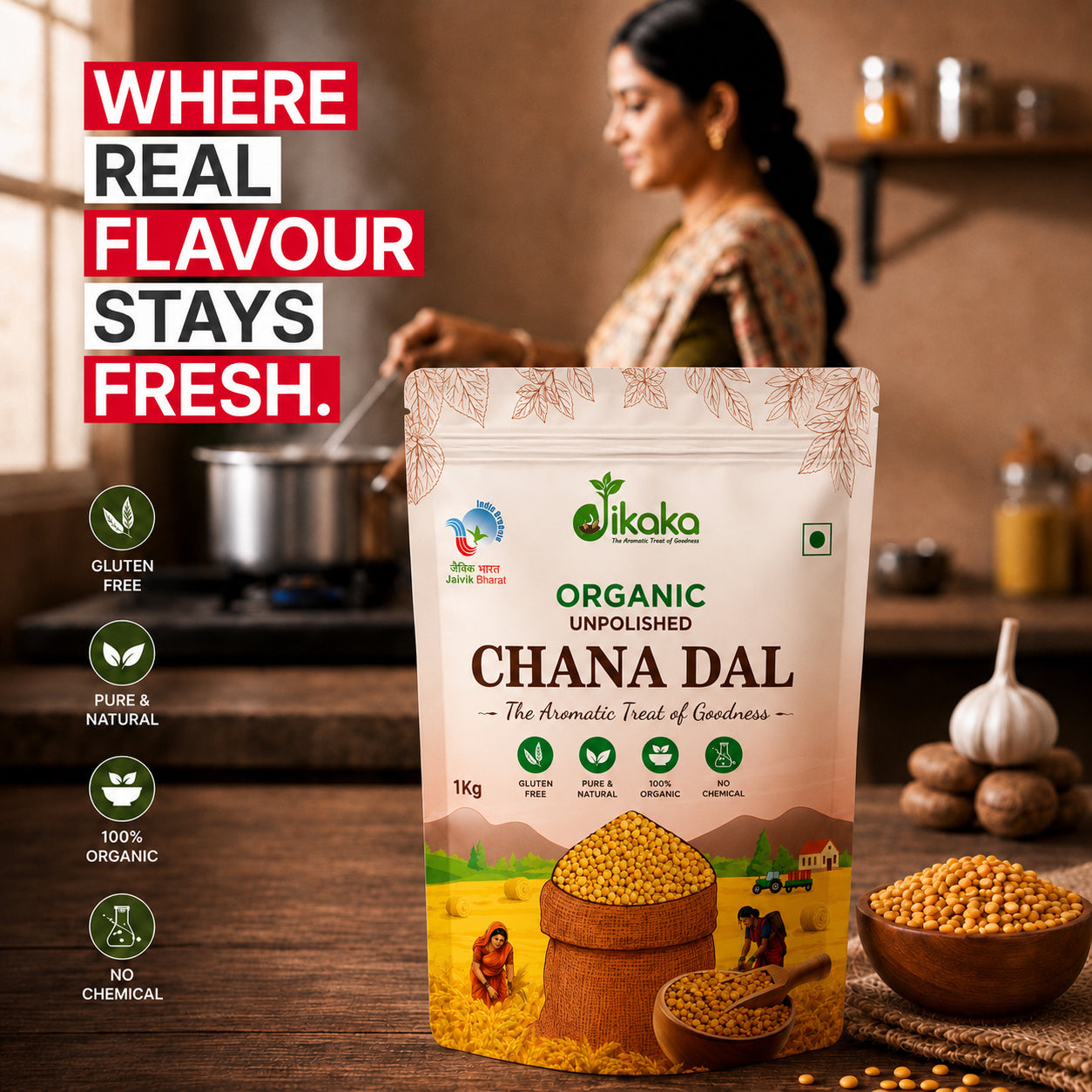Jikaka Organic Chana Dal 1 Kg