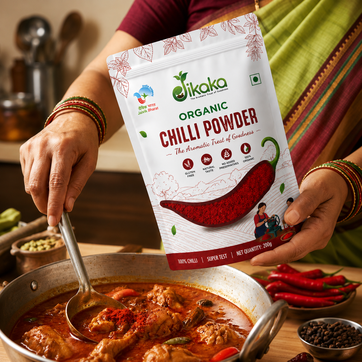 Jikaka Organic Chilli Powder 200 gm