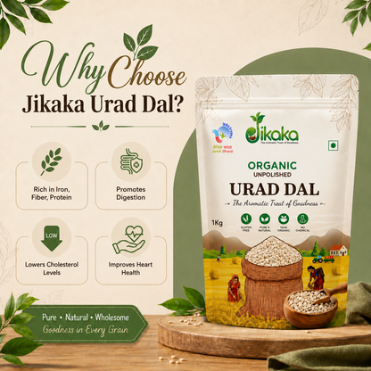 Jikaka Organic Urad Dal Whole White 1 kg