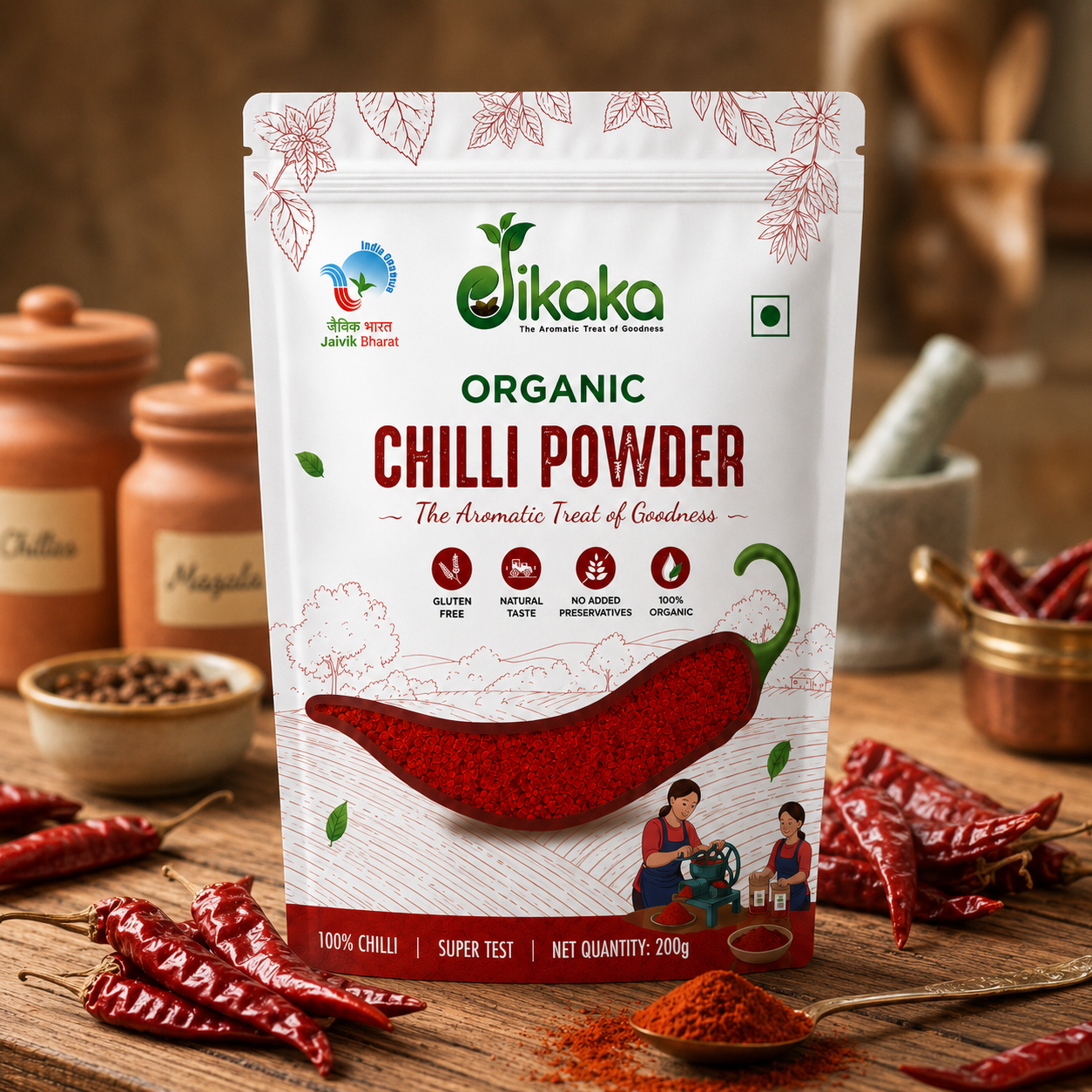Jikaka Organic Chilli Powder 200 gm