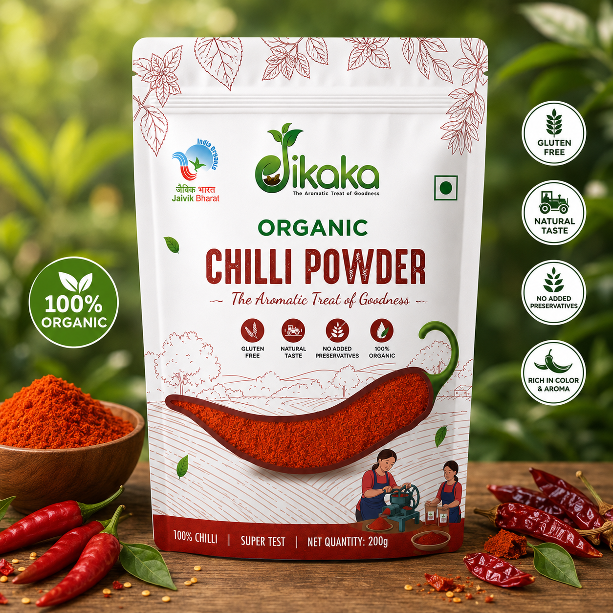 Jikaka Organic Chilli Powder 200 gm